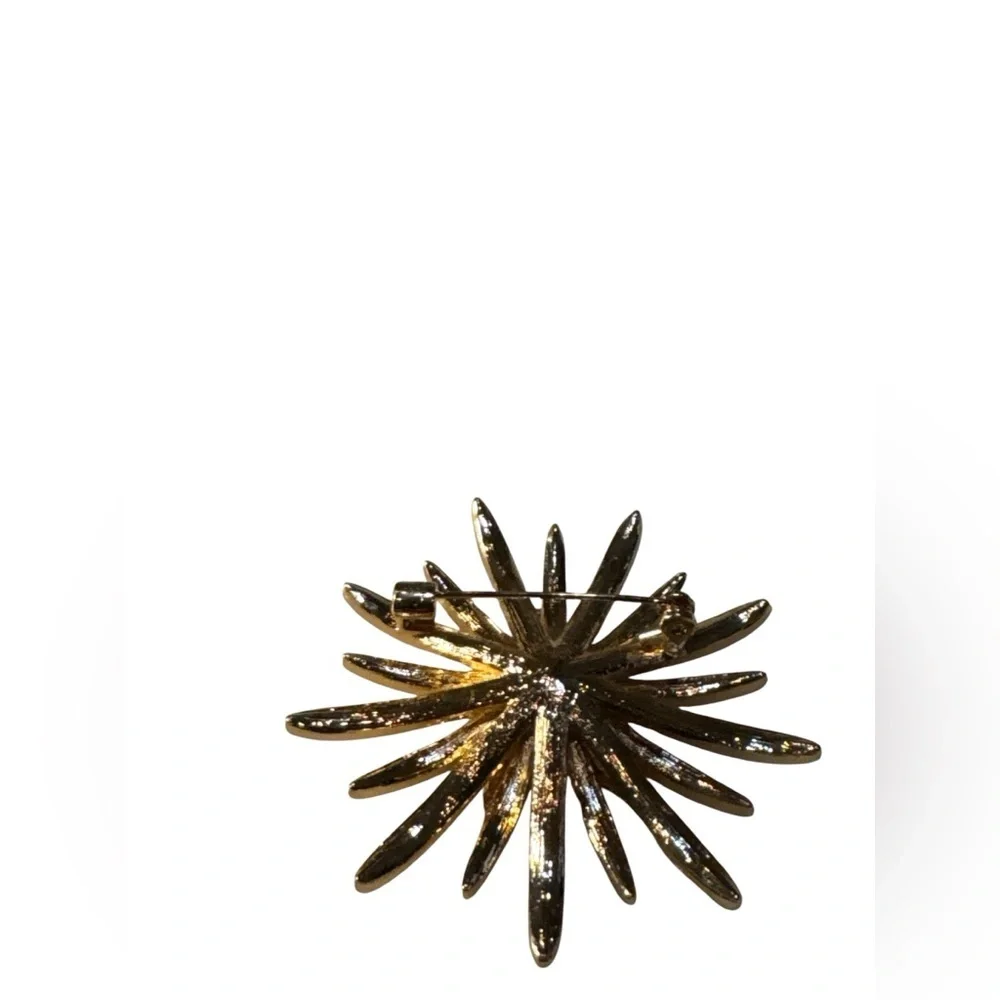 GYAYU Gold Starburst Crystal Rhinestone Brooch Pin Statement Piece